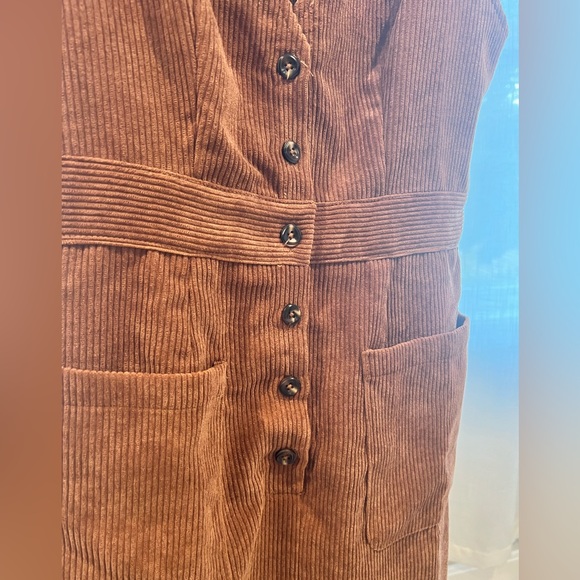 SHEIN Privé Single Breasted Patch Pocket Cord Overall Dress Women’s size Small - Picture 4 of 5